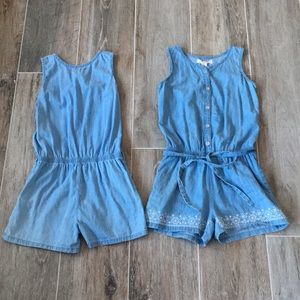 Two light blue laced bottomed rompers from Peru!